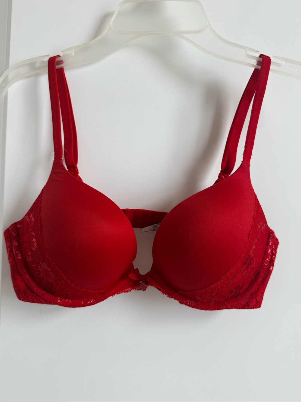 Victoria's Secret Red Lace Push-Up Bra with Double Straps